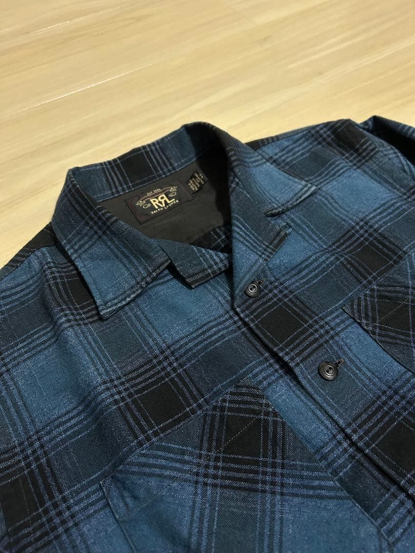 RRL オンプレ チェック オープンカラー シャツ S