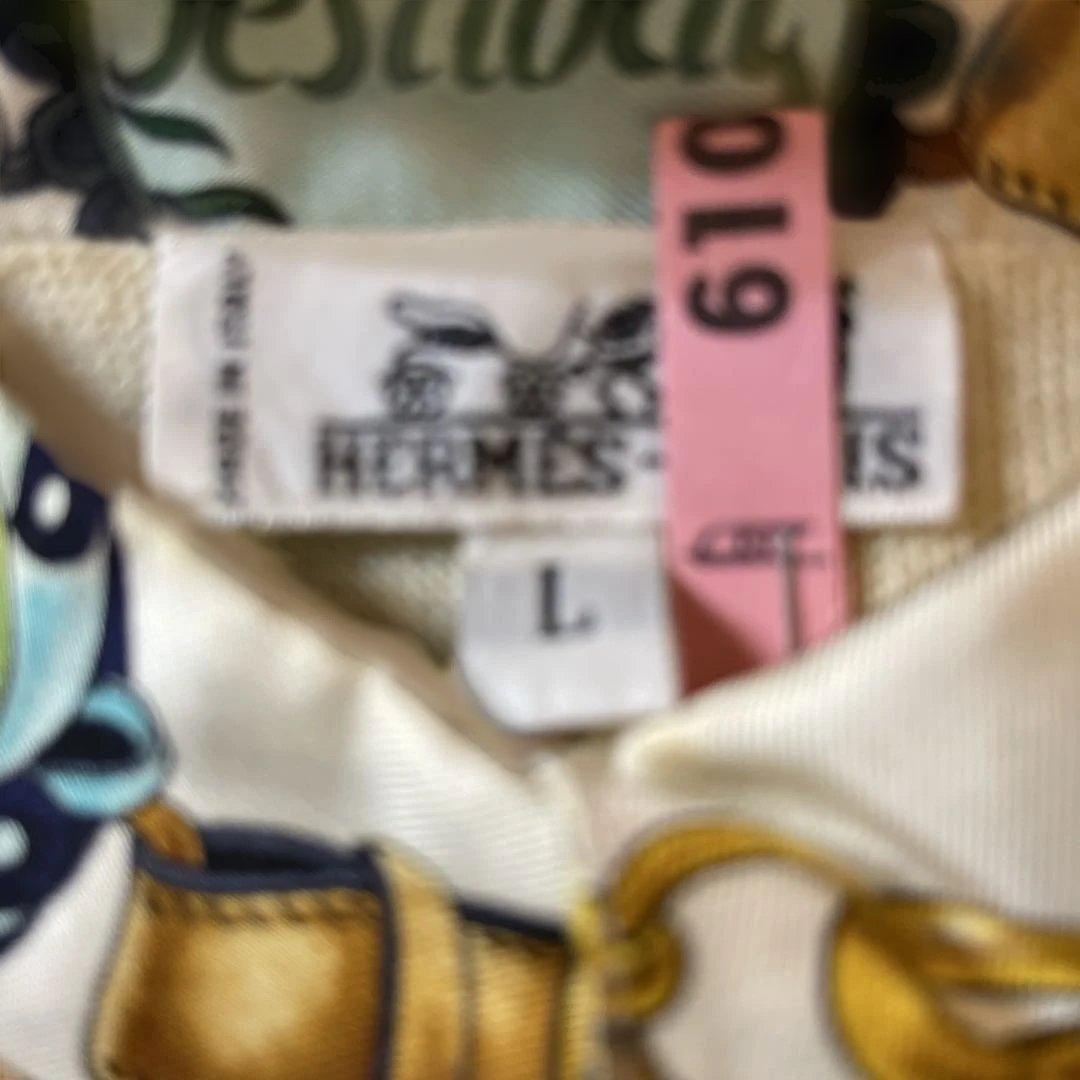 HERMES シルク半袖シャツ Lサイズ