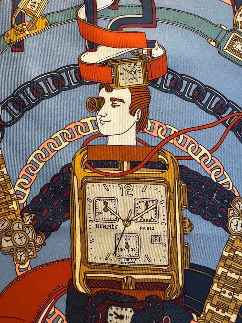 HERMES エルメス スカーフ プチカレ　時計柄　美品