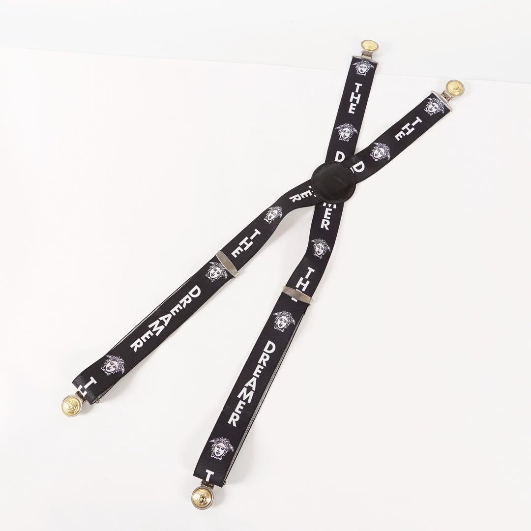 【極美品✨】ヴェルサーチ サスペンダー THE DREAMERロゴ ブラック