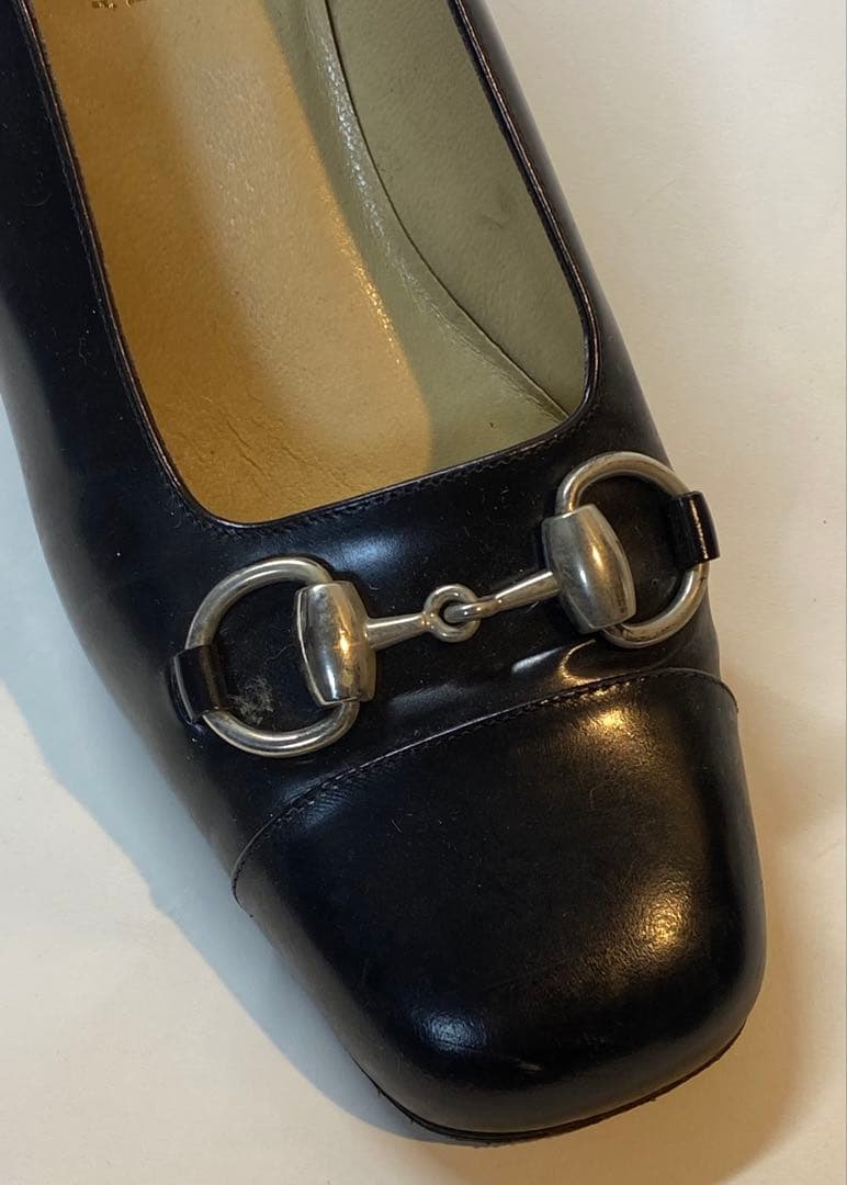 【定番人気】GUCCI ホースビットレザーパンプス黒37.5C正規品イタリア製