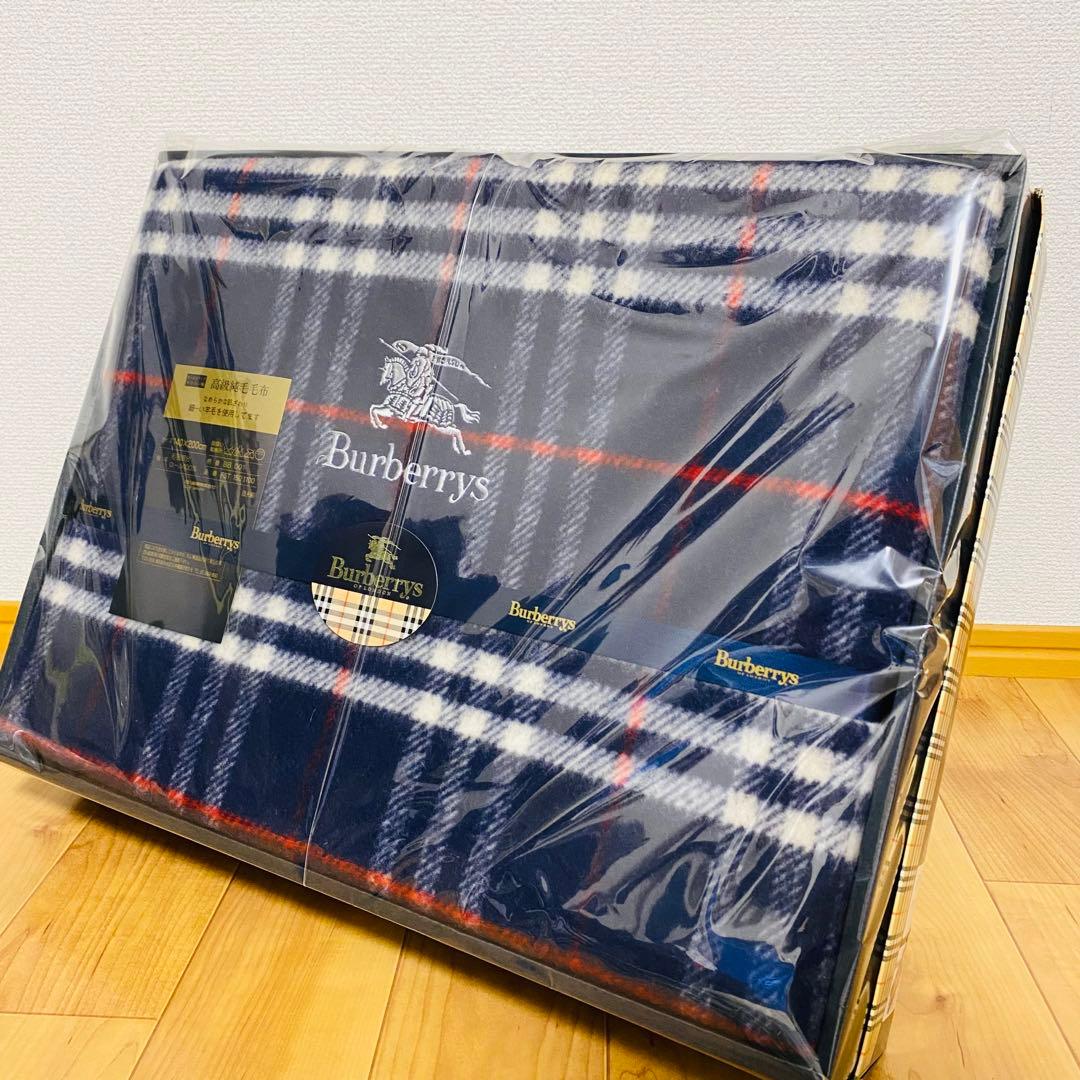 未使用品✨ BURBERRY ノバチェック ウール毛布 ネイビー 140×200
