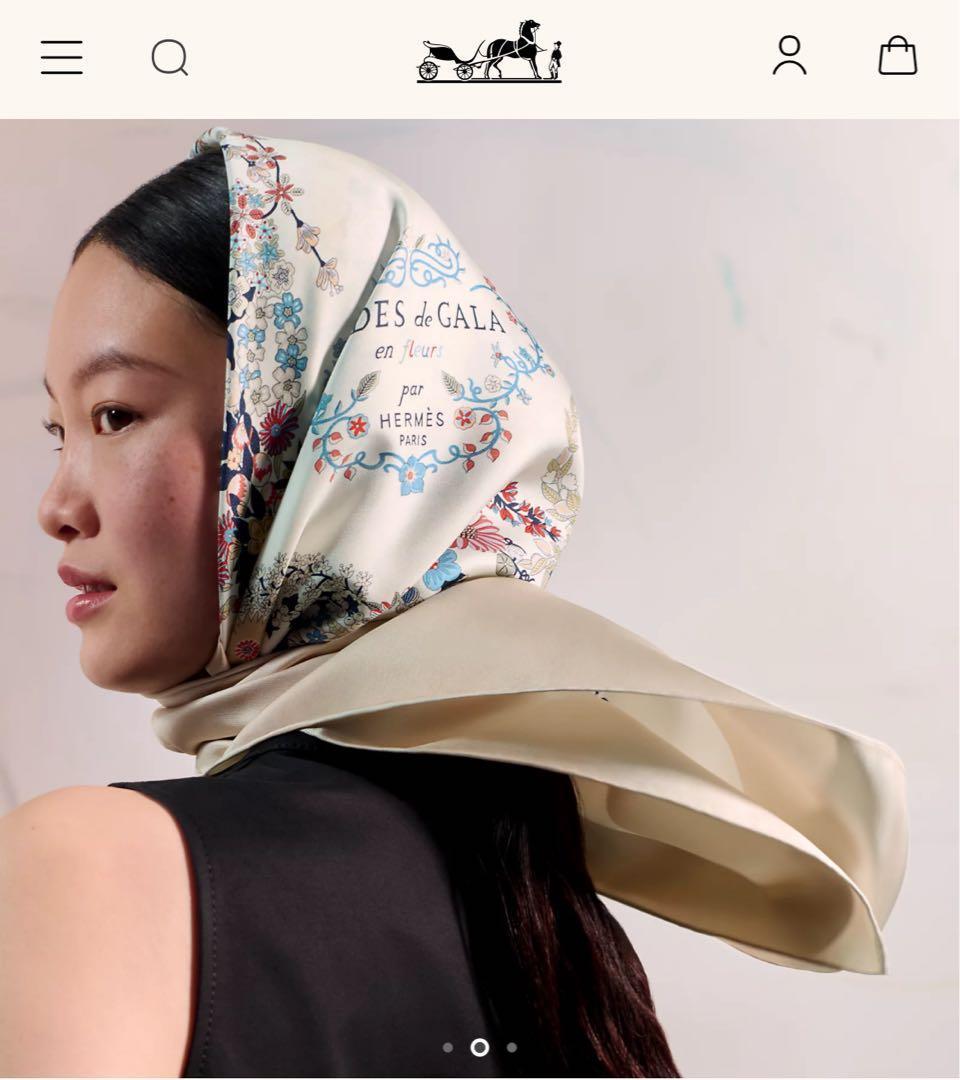 HERMESエルメス　カレ90　ブリッドドゥガラアンフルール　シルクスカーフ花柄