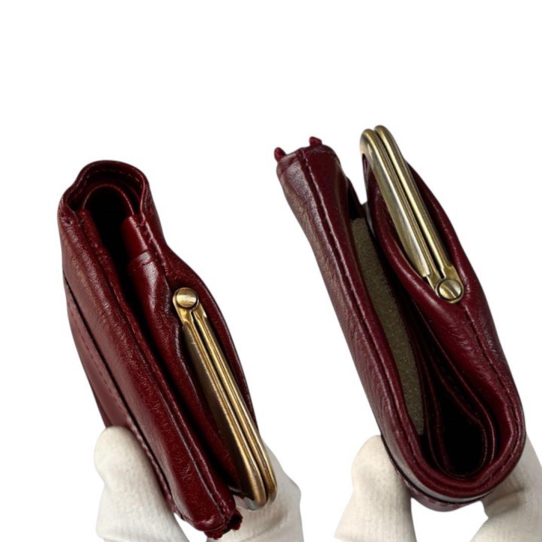 新品タグ付き✨ダコタ 二つ折り財布 がま口 レッド 本革 イタリア製 牛革 箱付