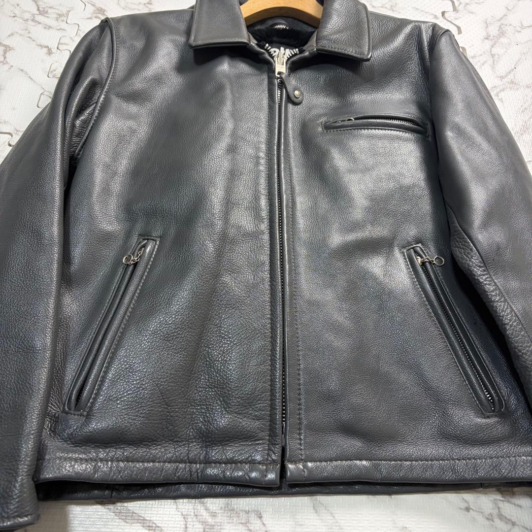 希少✨グレー schott レザー トラッカージャケット 襟付き 40size