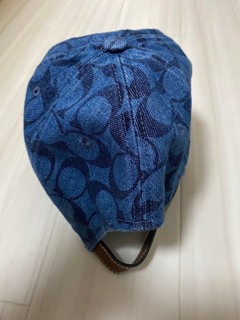 coach デニム　シグネチャー　キャップ　レザー