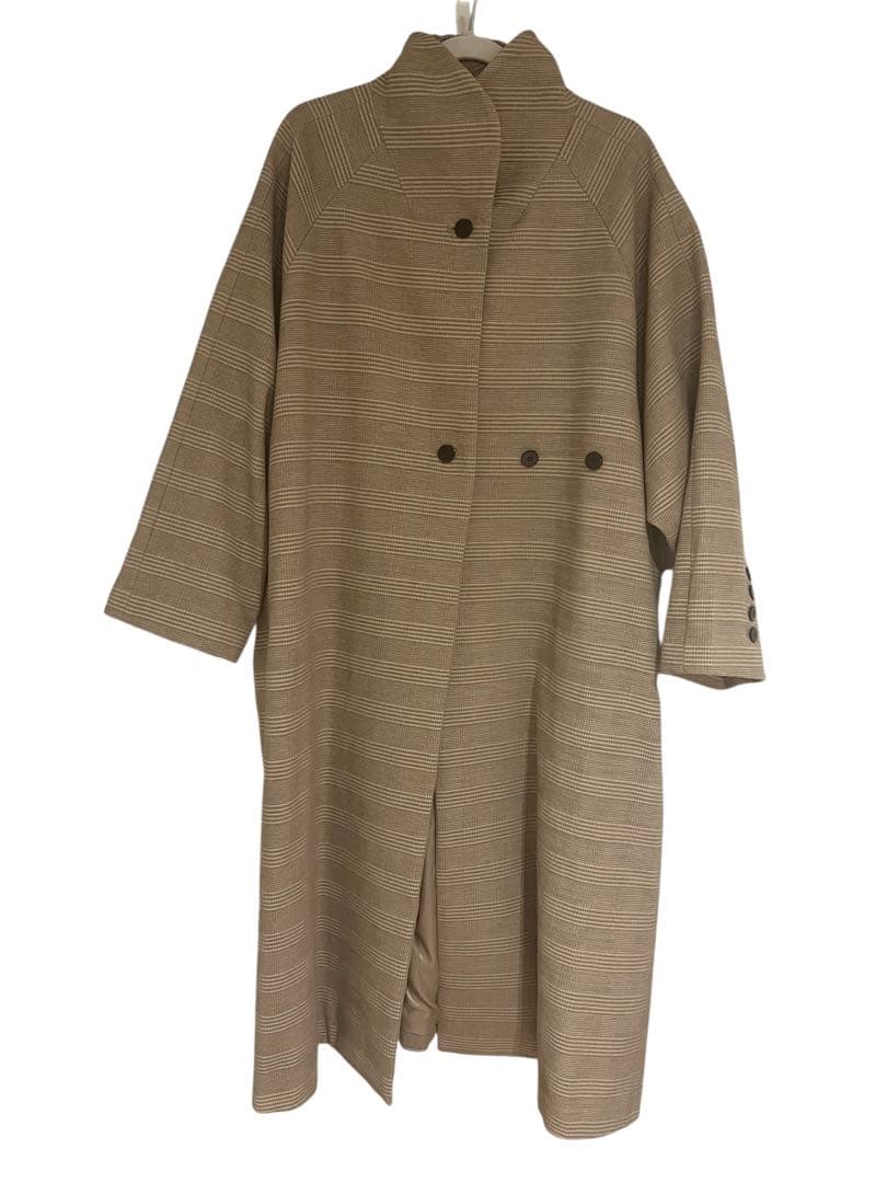 【Hella】tweed long coat ツイードロングコート ベージュ