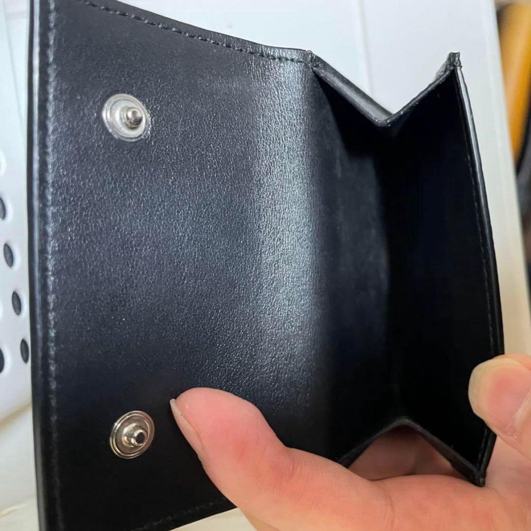 CELINE ブラック レザー フォールデッドコンパクトウォレット