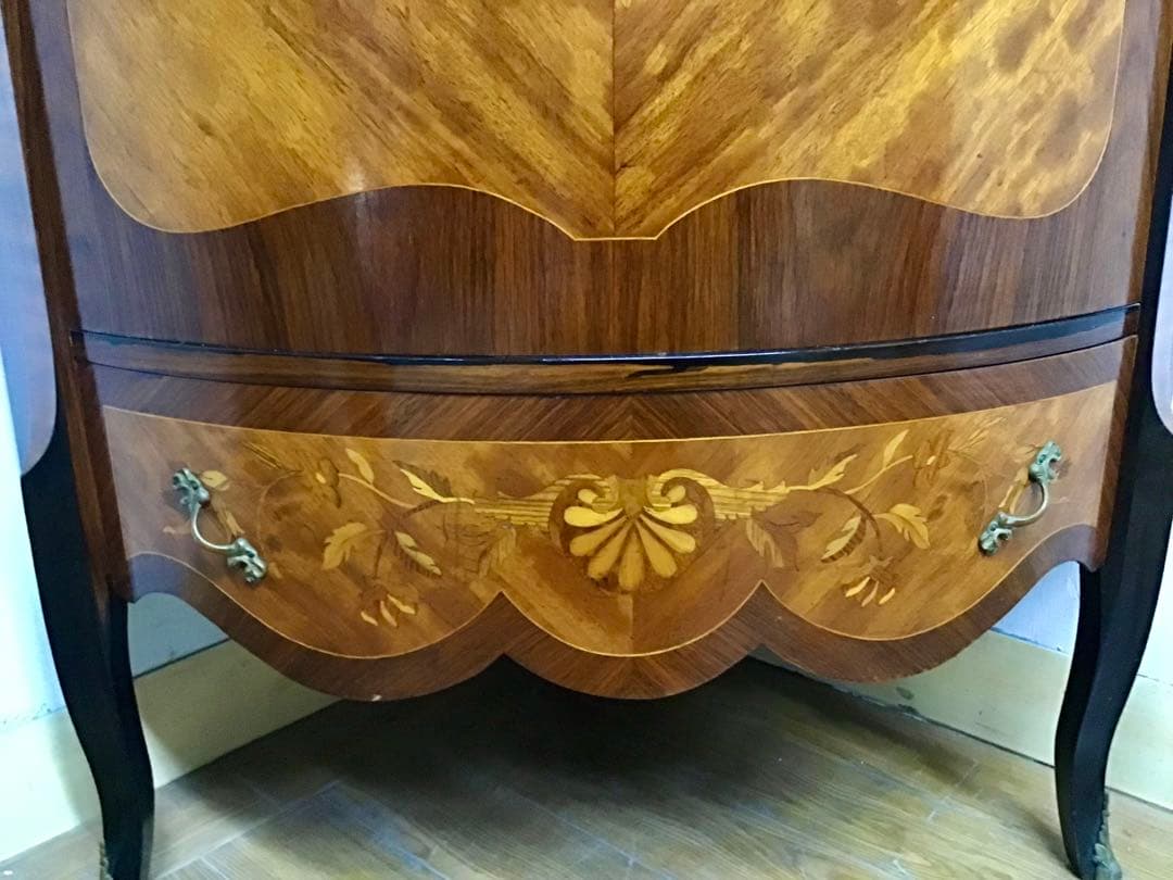 管378☆イタリア製☆象嵌細工☆コーナーキャビネット