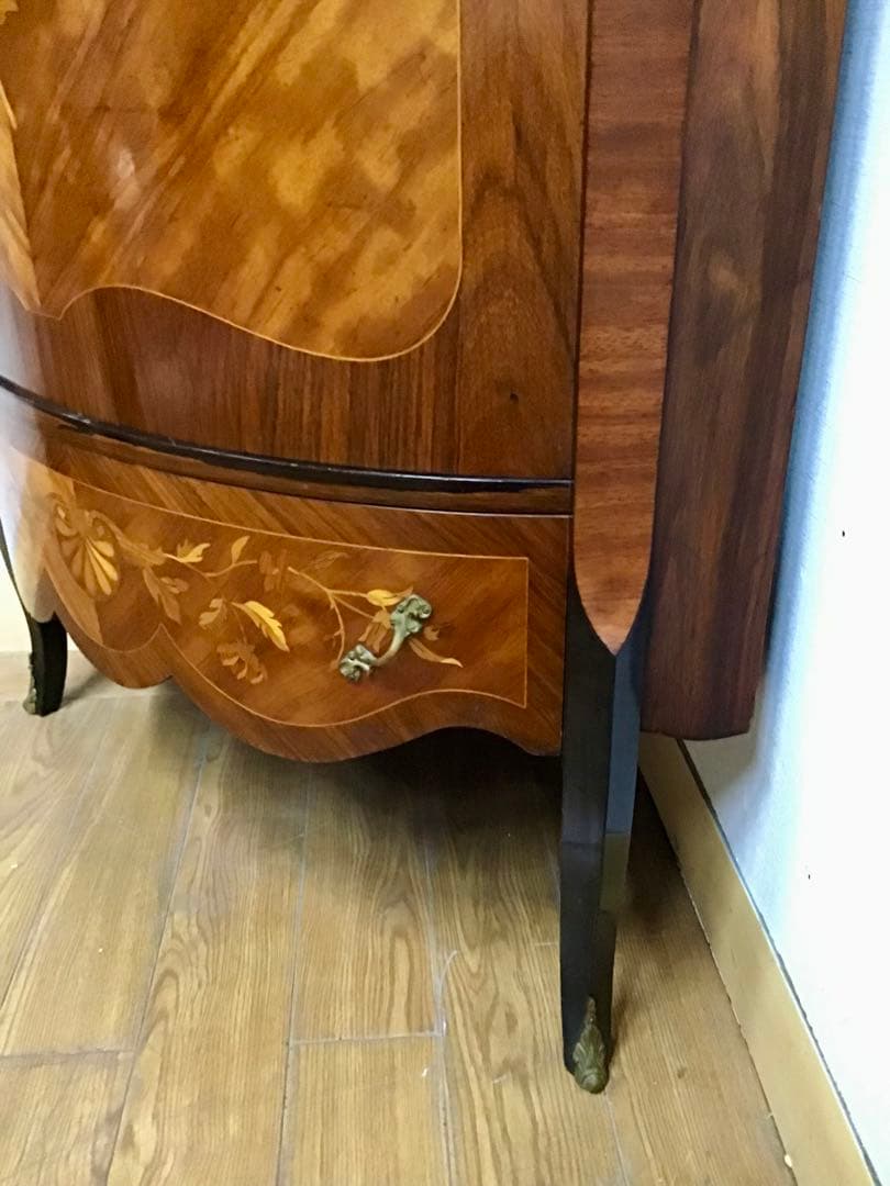 管378☆イタリア製☆象嵌細工☆コーナーキャビネット