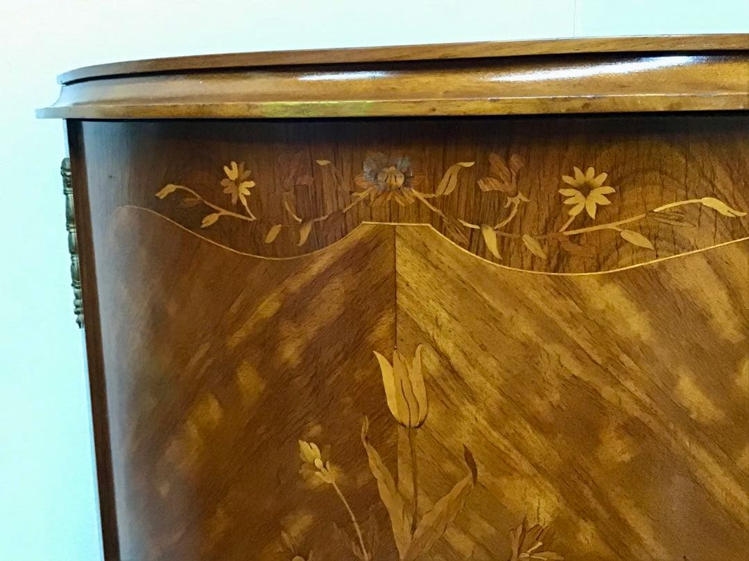 管378☆イタリア製☆象嵌細工☆コーナーキャビネット