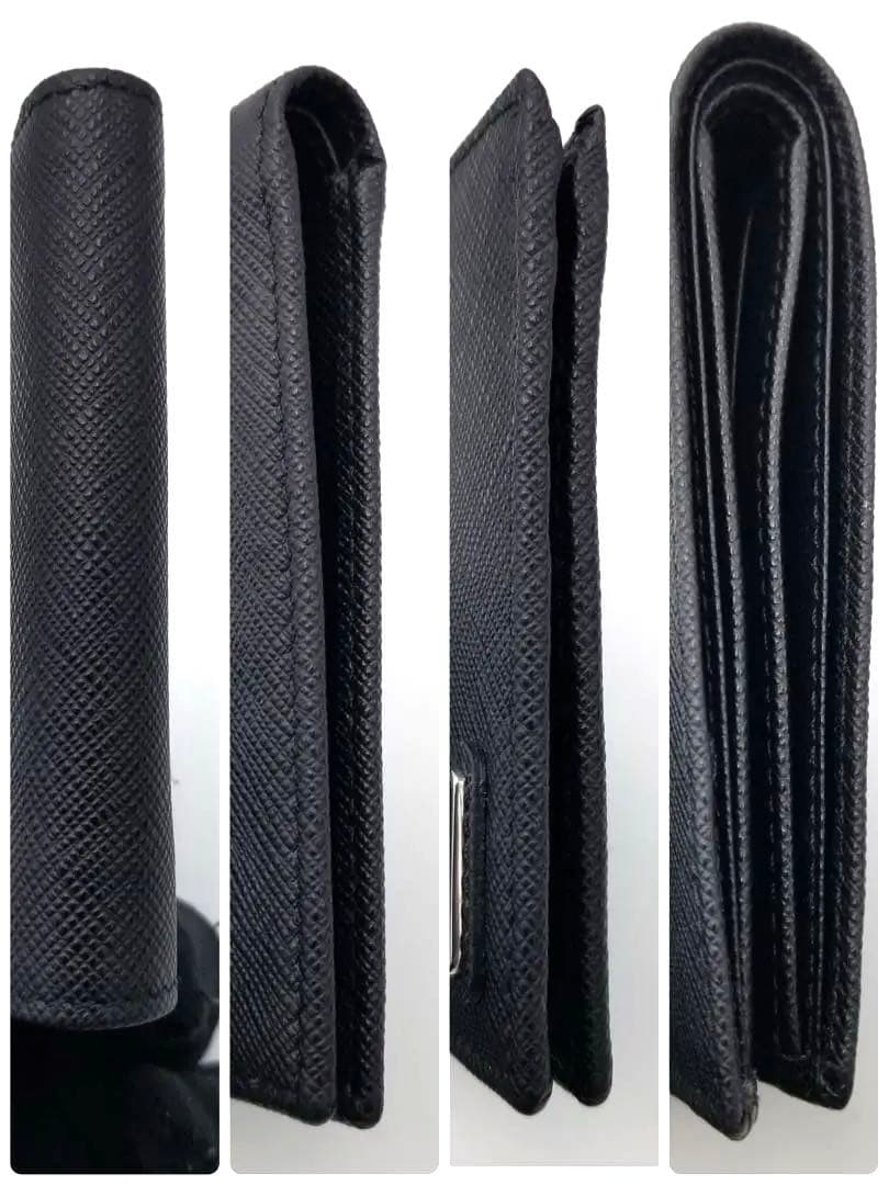 【極美品】プラダ 二つ折り財布 トライアングルロゴ ブラック
