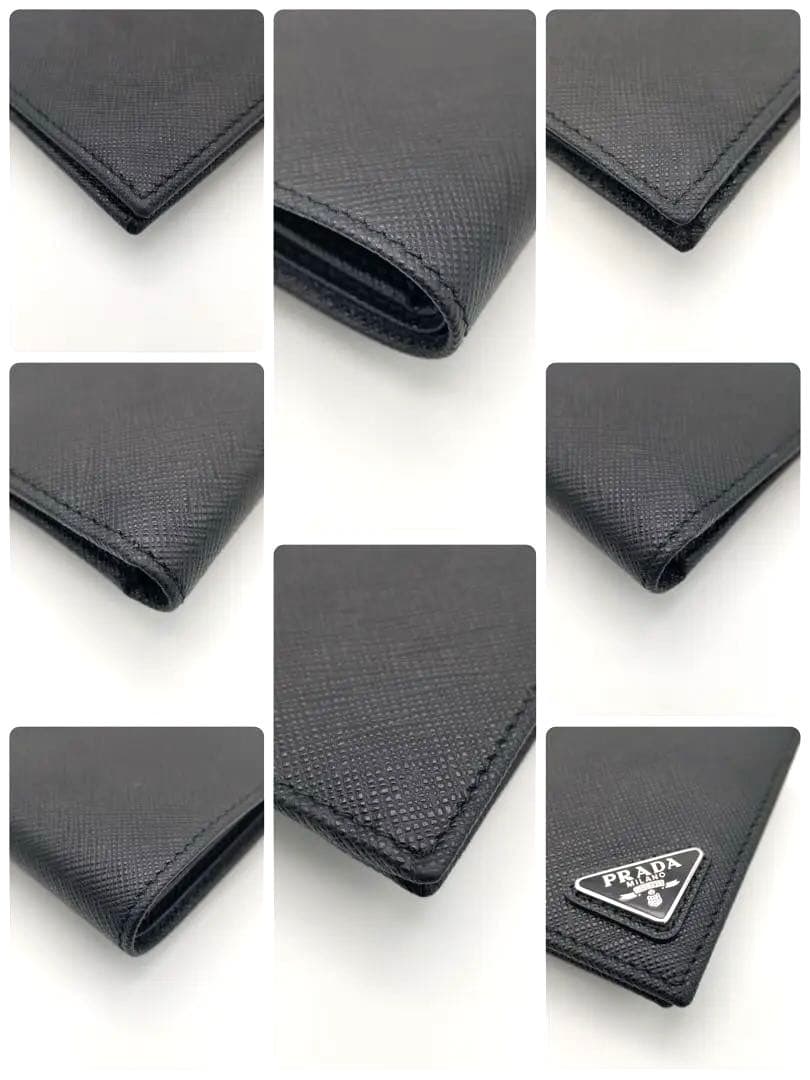 【極美品】プラダ 二つ折り財布 トライアングルロゴ ブラック