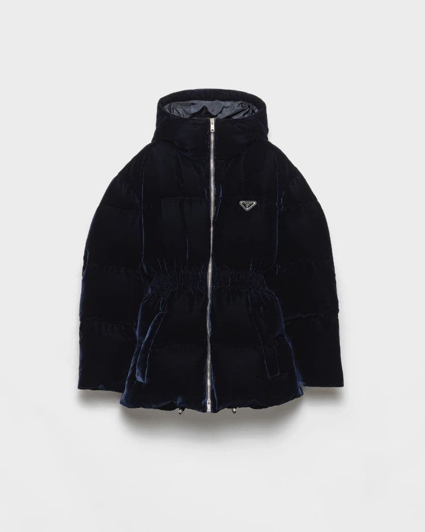 プラダ フード付き ネイビー ダウンジャケット　ベルベットprada
