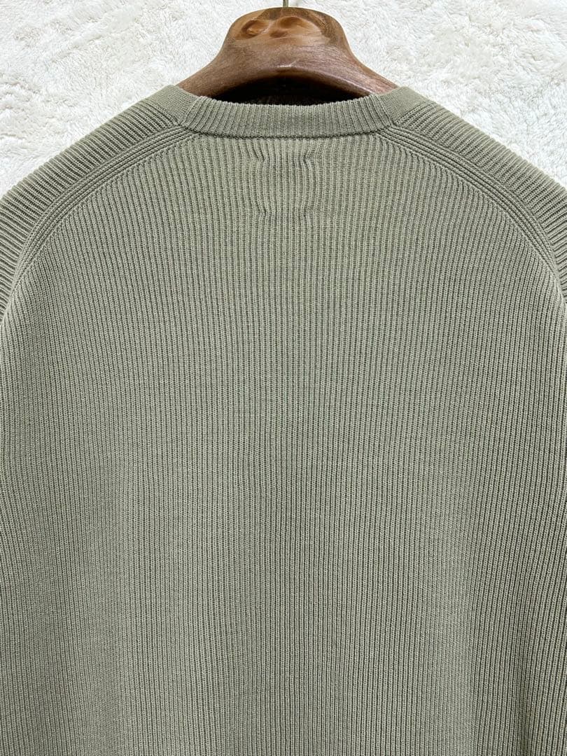 【美品】秋冬物 BATONER ハイカウントリブ カーディガン 2 M 若草色