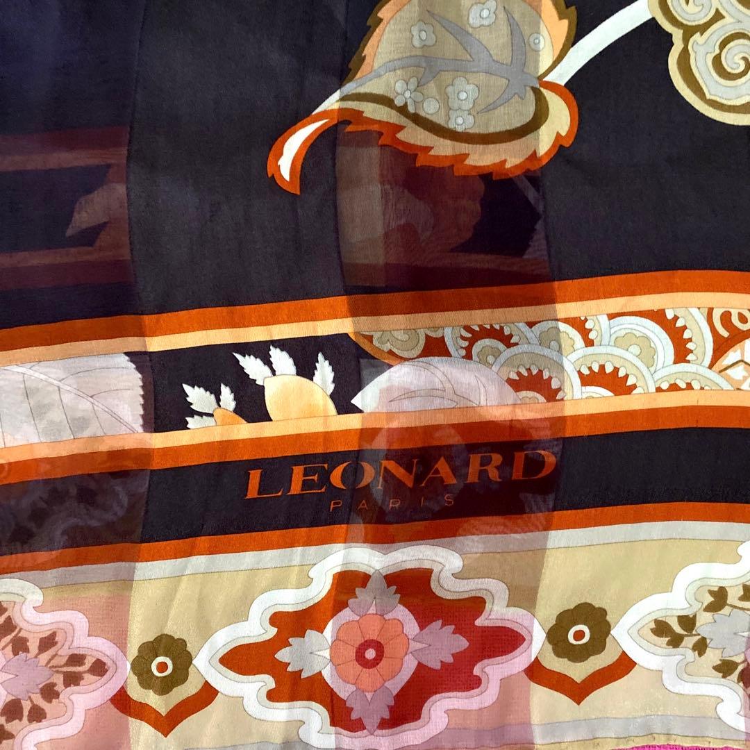 LEONARD 大判シルクストール　美品　レア　イタリア製