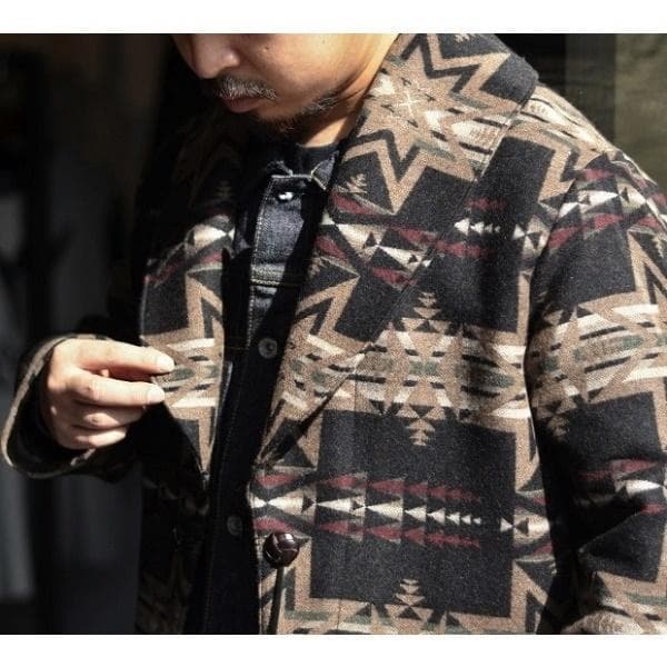美品 定価54780円 GLADHAND ネイティブパターンジャケットブラックL