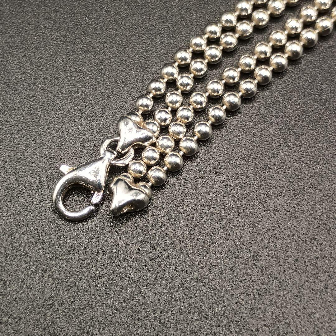【美品】GUCCI ハート型ダブルボールチェーンブレスレット S925 17cm