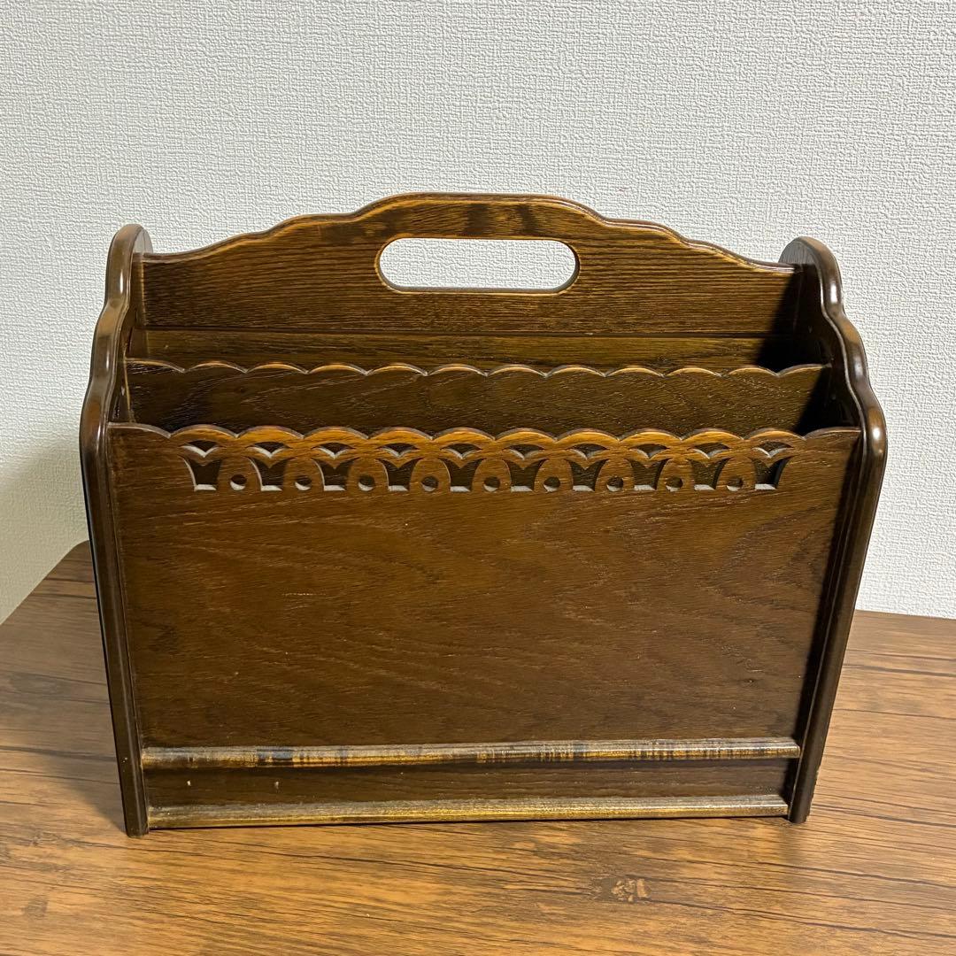 パリの雑貨屋 マガジンラック レース模様 レトロ アンティーク　木製 引き出し