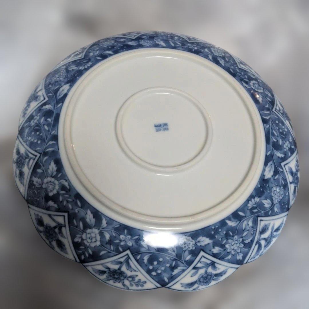 刺身 旅亭ホテルに使用 メイン料理用 青白花柄の花びら型皿