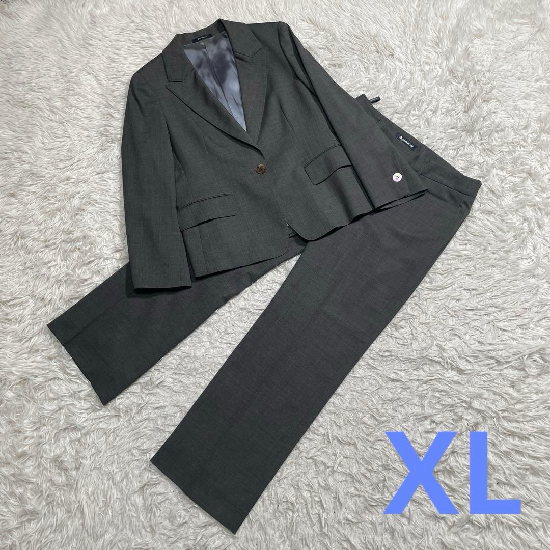 シルク混　アクアスキュータム　パンツスーツ　グレー　13 XL