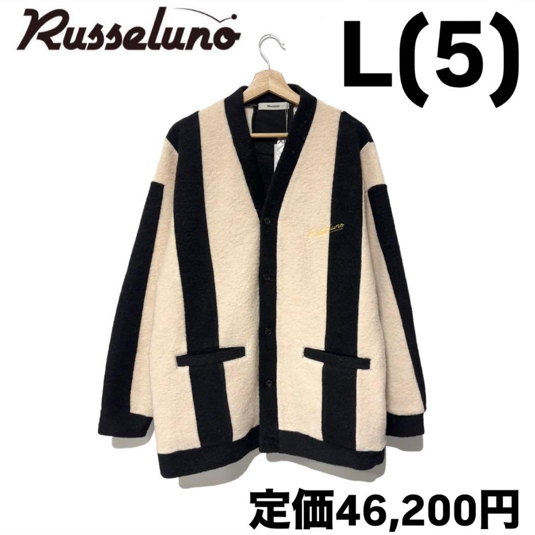 新品 ラッセルノ ゴルフ ワイド ストライプ カーディガン ホワイト L 5