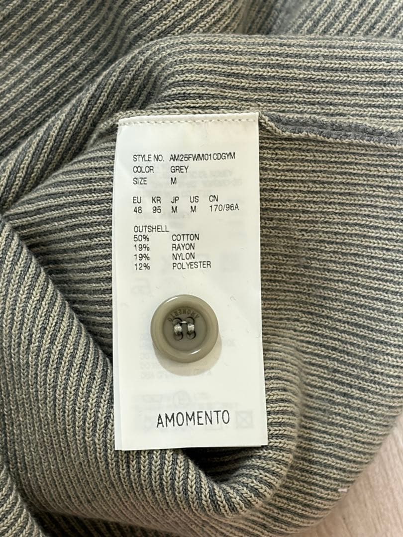 トップス AMOMENTO Stripe Button Up Cardigan Grey
