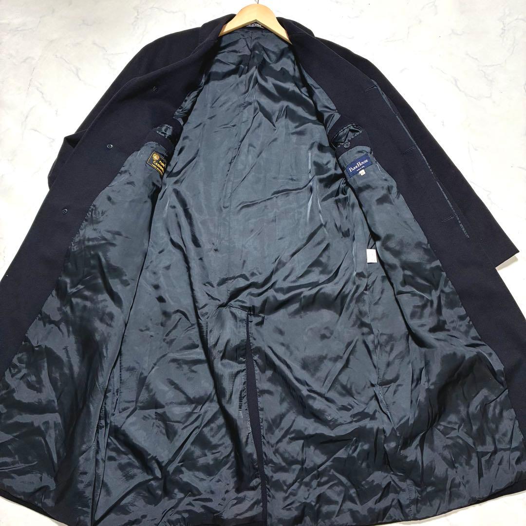 美品✨ピュアカシミヤ100% マキシ丈 ロングコート (52) XL 濃紺