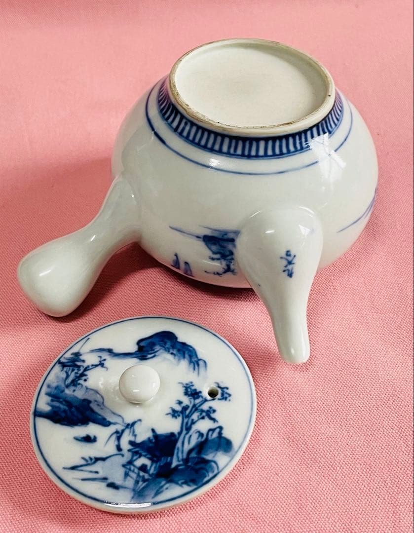 アンティーク九谷焼煎茶器セット＊春慶半月盆付き