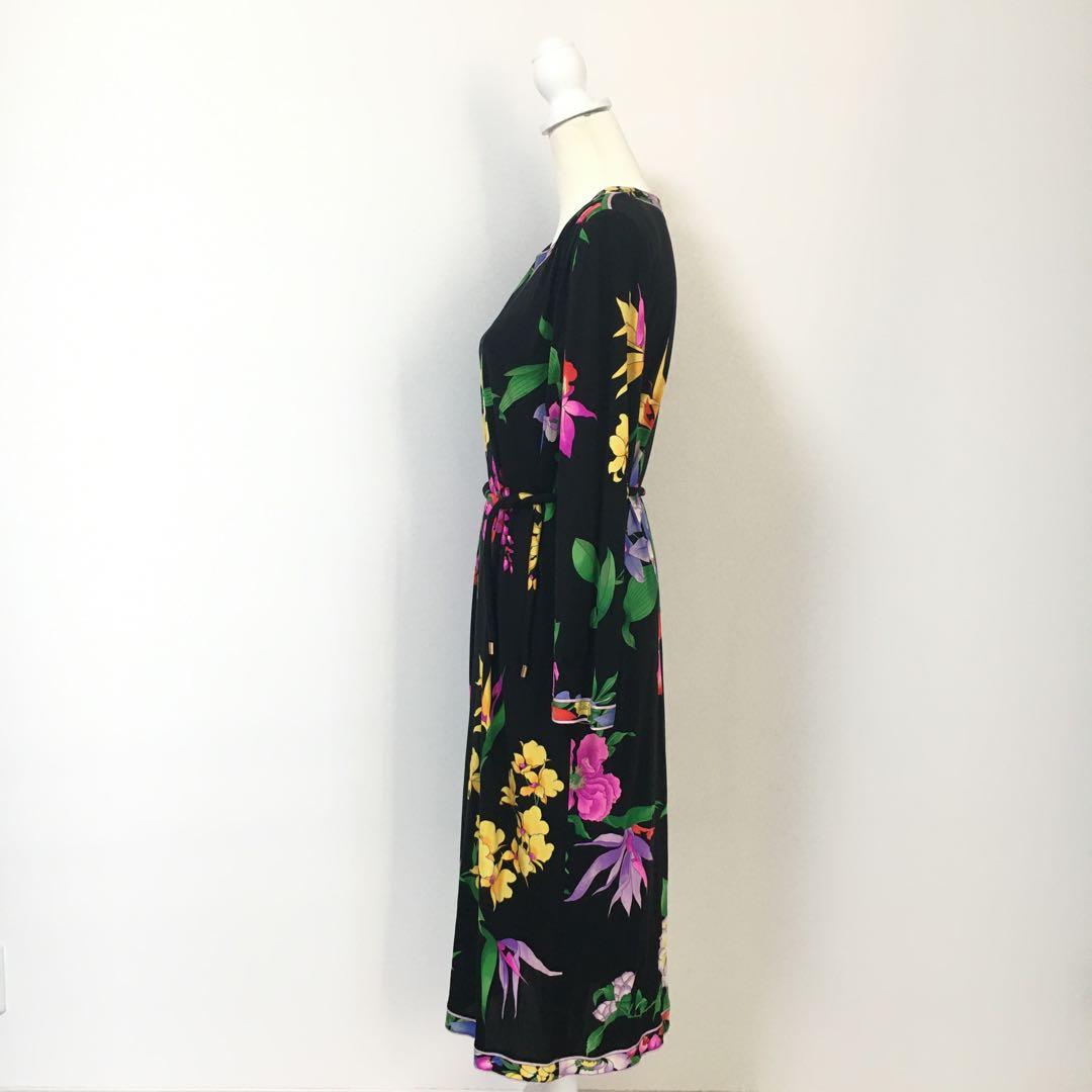 美品　LEONARD レオナール 最高級シルク　ベルト　ワンピース　48