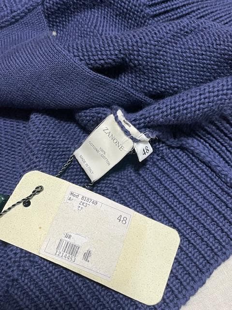 新品訳有48 ZANONE CHIOTO ネイビー コットン100%