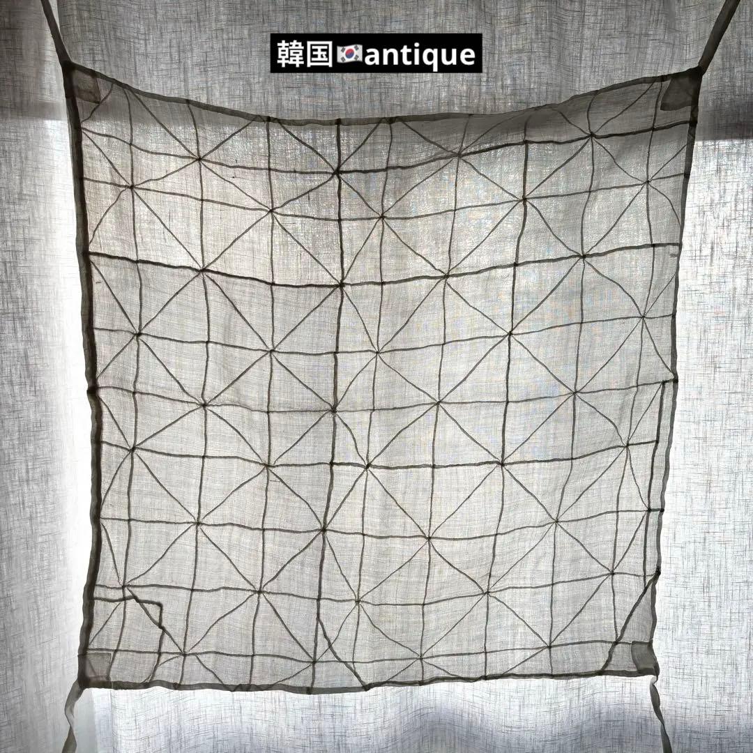 【約69cm】ポジャギ　韓国　アンティーク　骨董　モシ　麻　風呂敷　チョガッポ