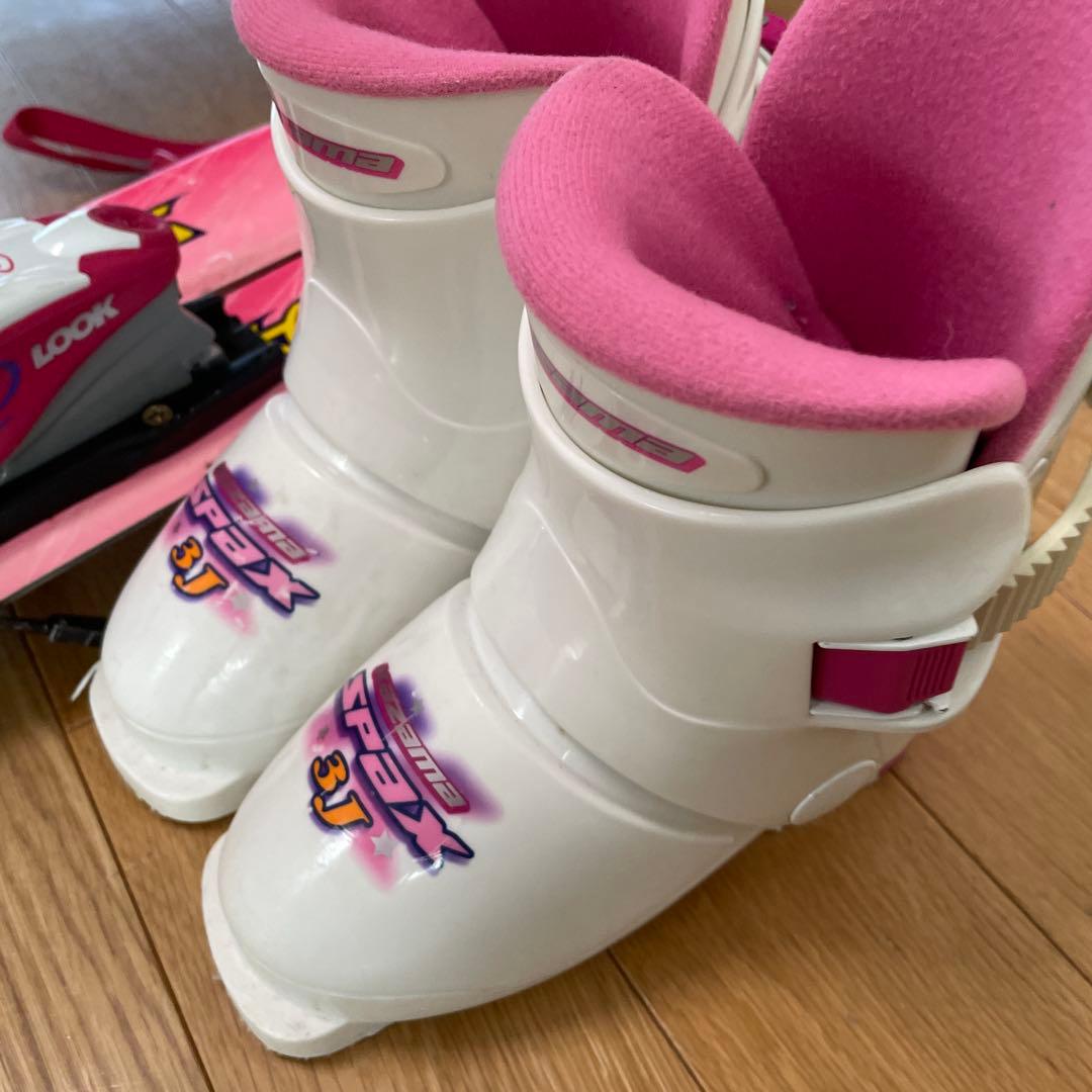 スキー板 ブーツ2足　ストック 4点セット　サイズ90