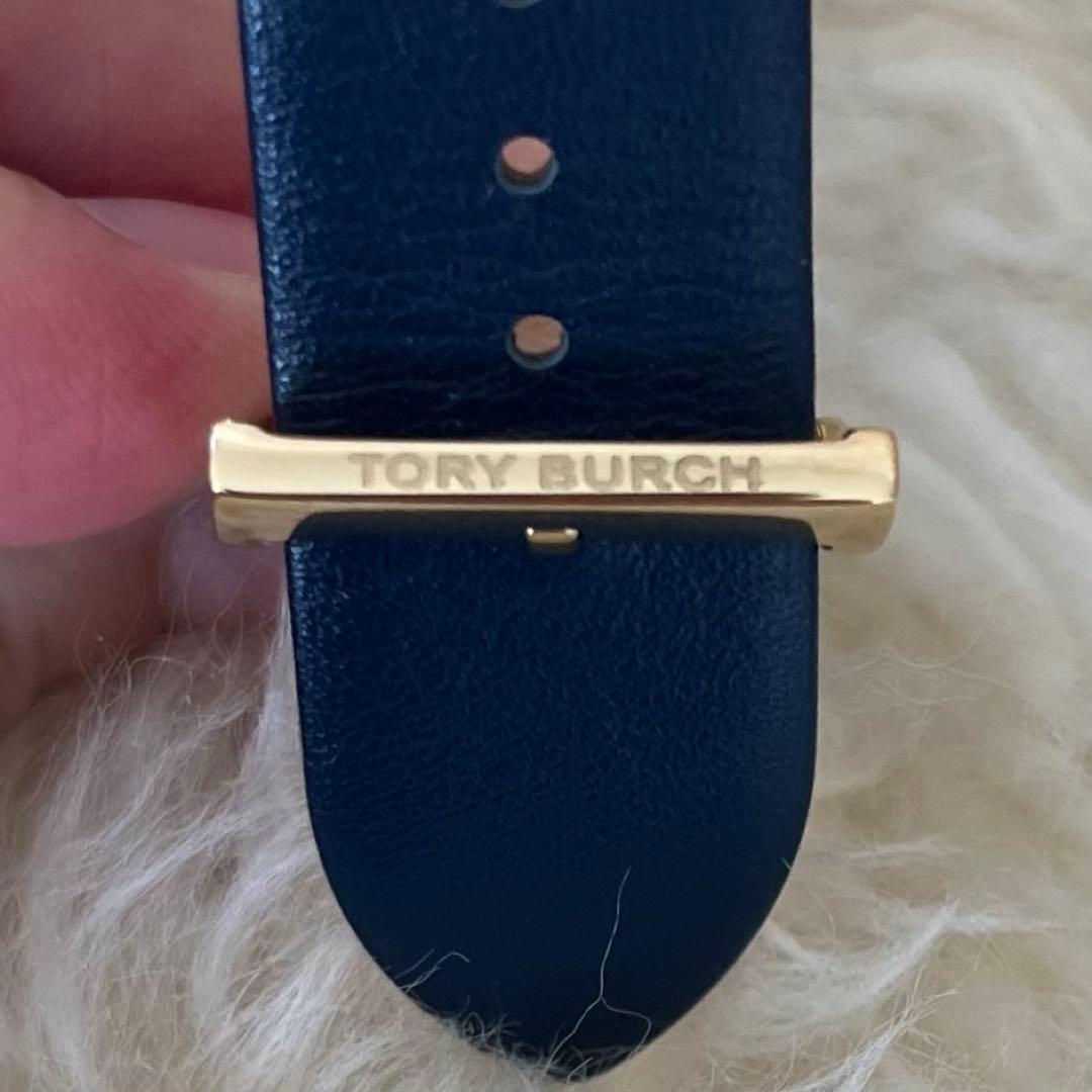 美品 TORYBURCH 腕時計 ブルーレザーストラップ TORYBURCH時計