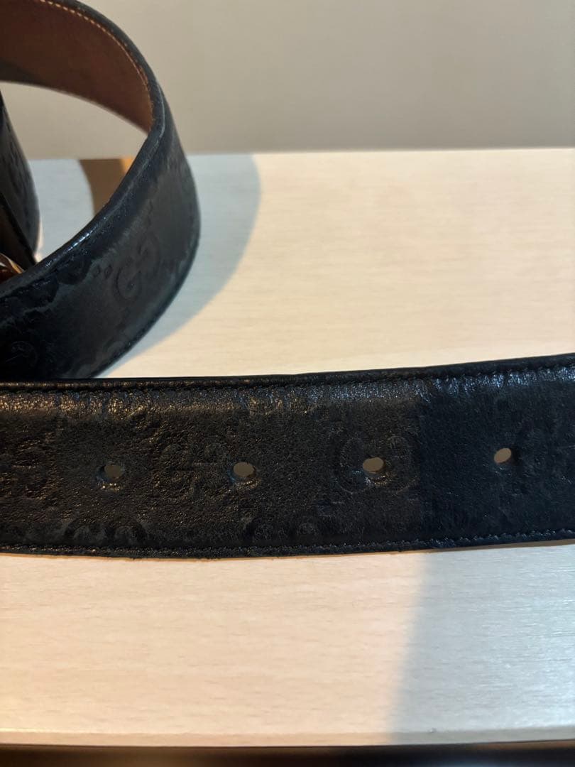 GUCCI グッチGGパターン レザーベルト ブラック