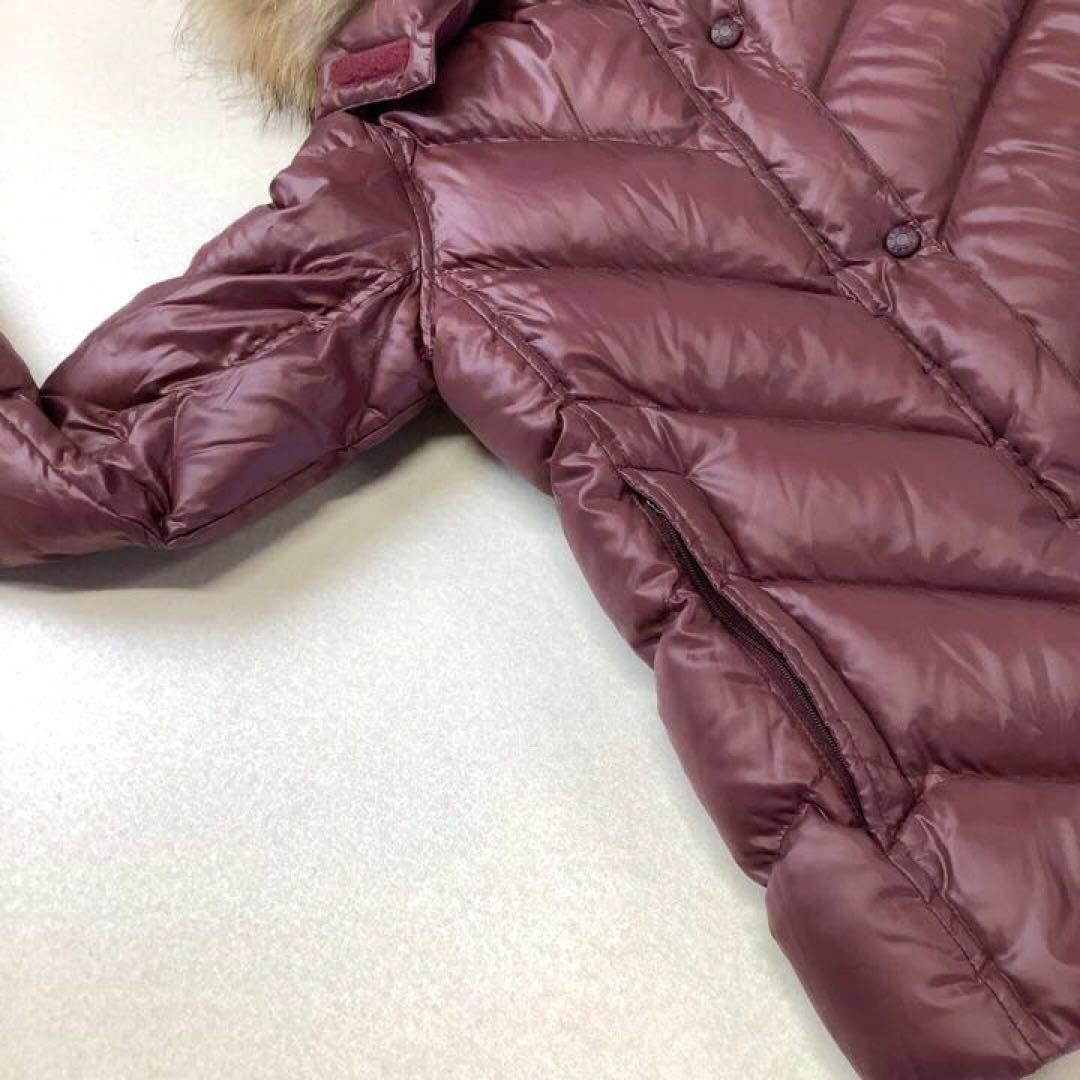 【美品】FRED PERRY ファー フード ダウン ジャケット ボルドー