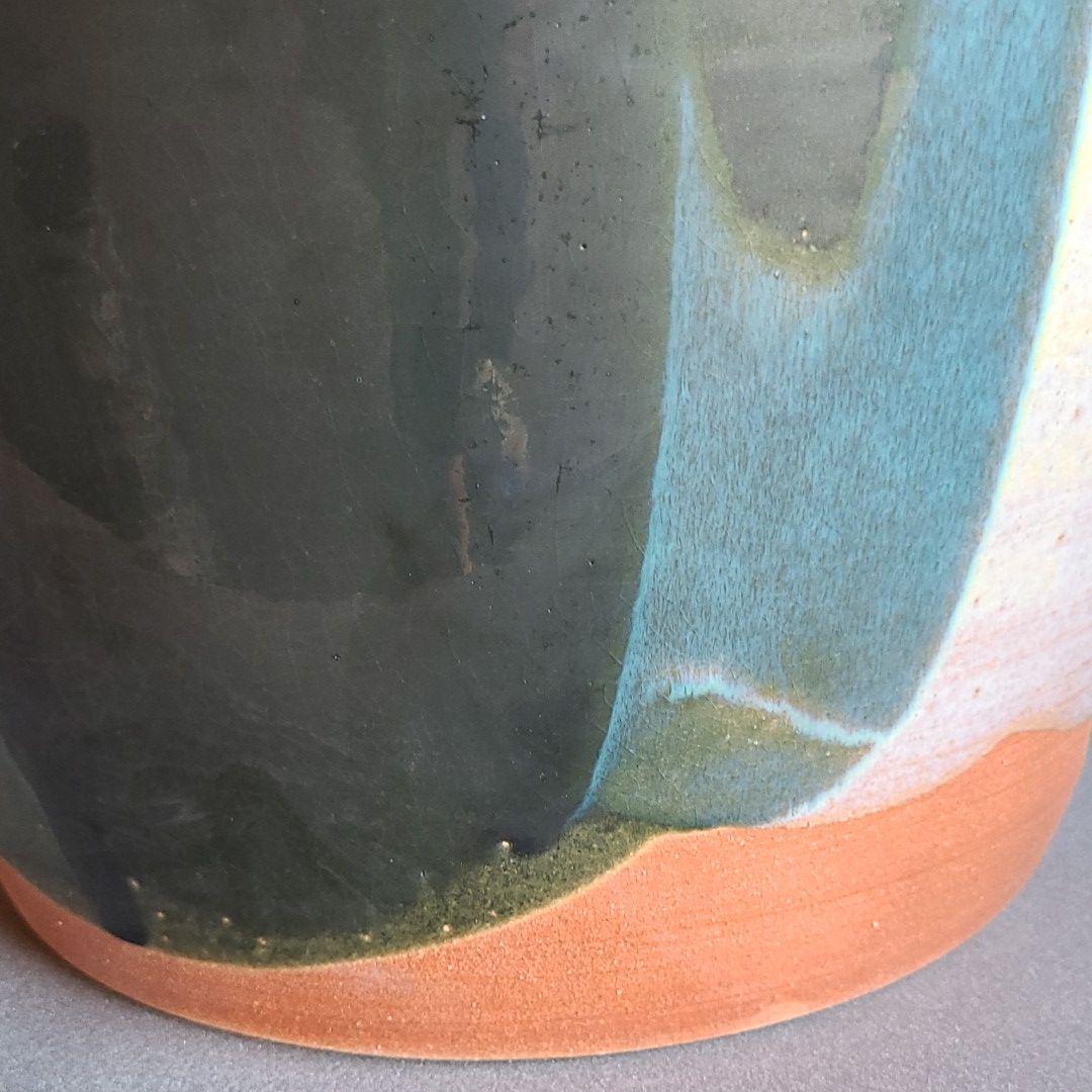 信楽焼傘立て  三彩流し 高さ４７cm