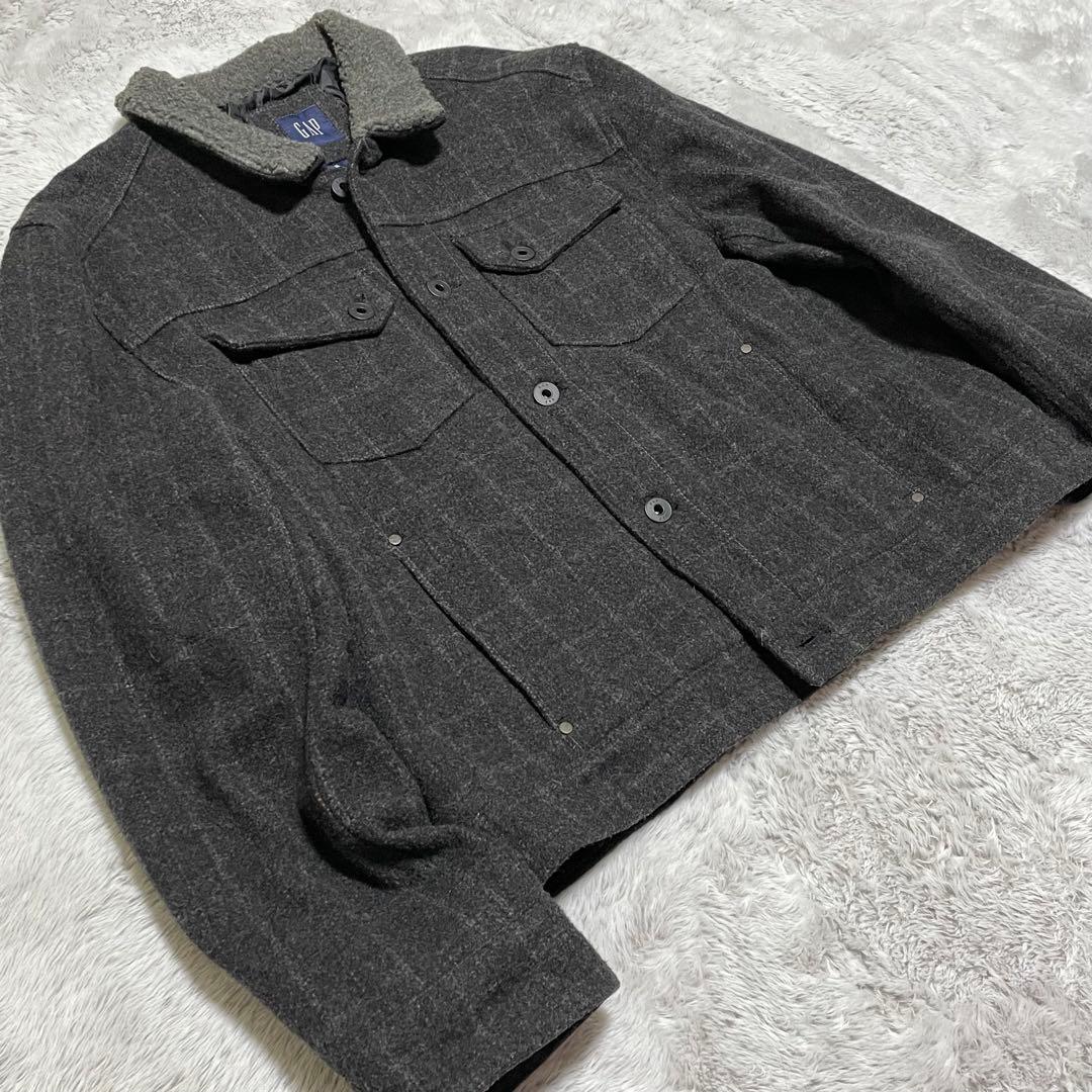 OLD GAP ウールジャケット　00s Y2K 短丈　襟ボア　チェック　XL