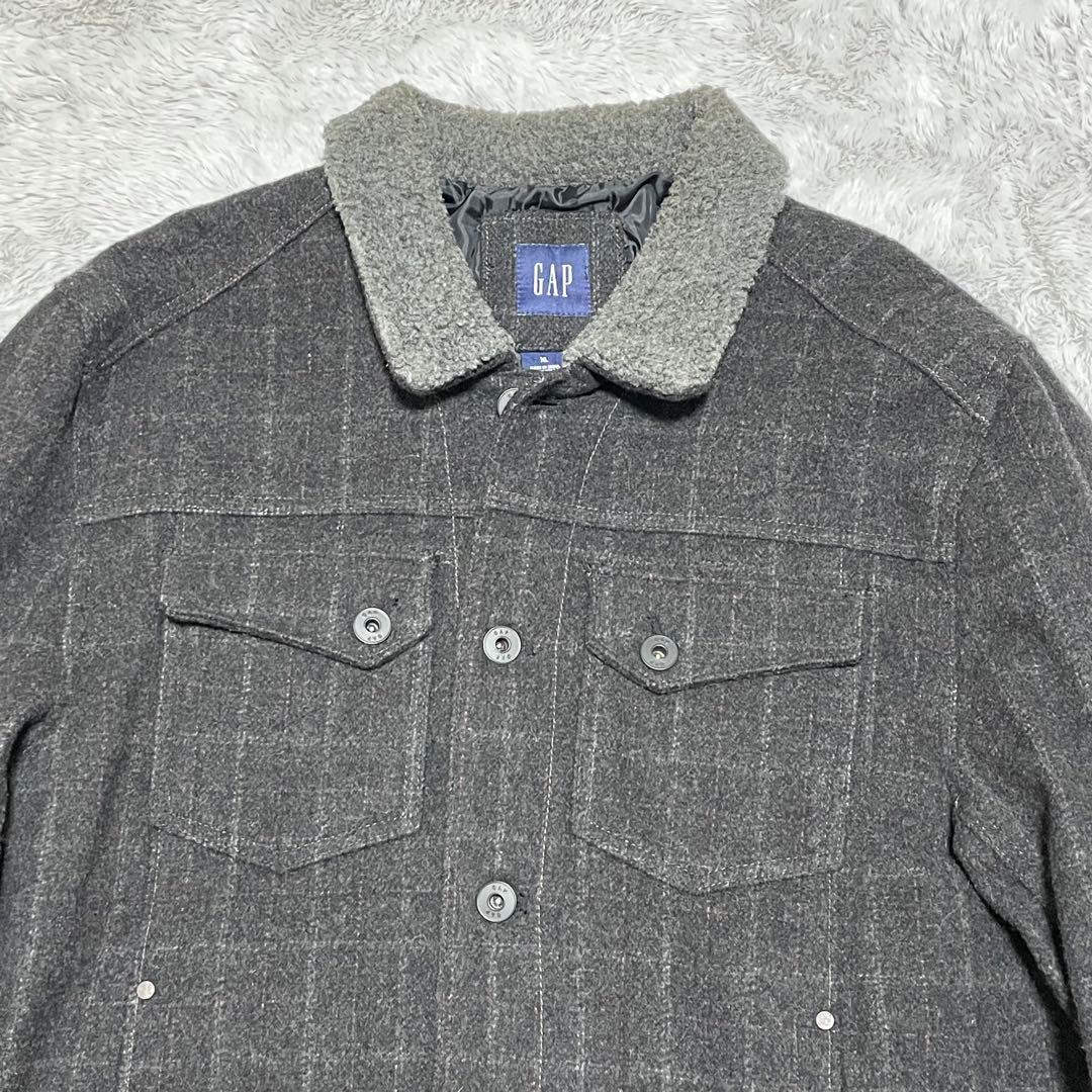OLD GAP ウールジャケット　00s Y2K 短丈　襟ボア　チェック　XL