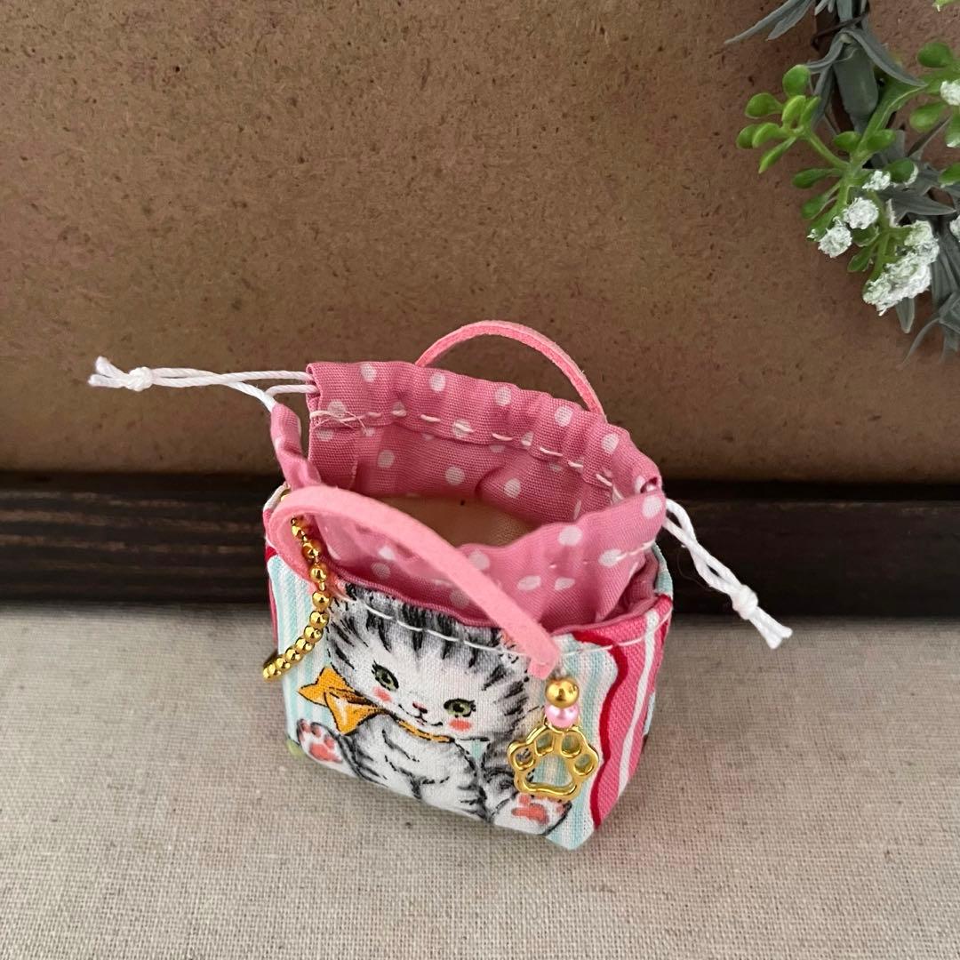 2409-44 ミニチュア巾着トートサシェ 香り袋 パネル ネコちゃん ③