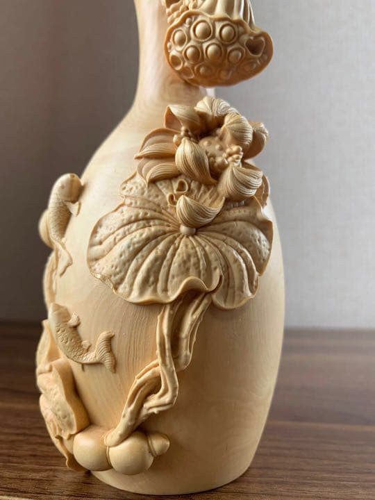 木彫　花瓶　ツゲ