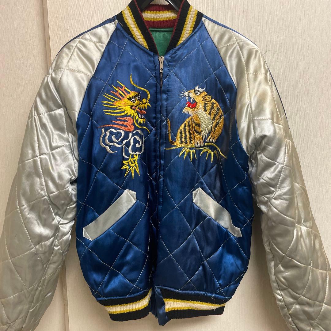 50′s スカジャン　中綿あり　鷹　ジャパンマップ　38度線　M デッドストック