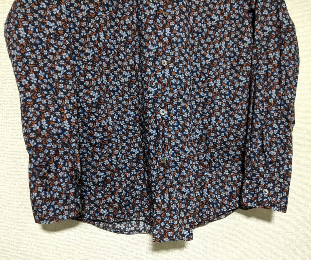 【Paul Smith】花柄シャツ/総柄/金ボタン/ビッグ/日本製/ロゴ/美品