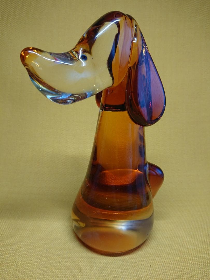 いぬ　犬　ダックスフント　ガラス　置物　インテリア　工芸品　美術品　A1549