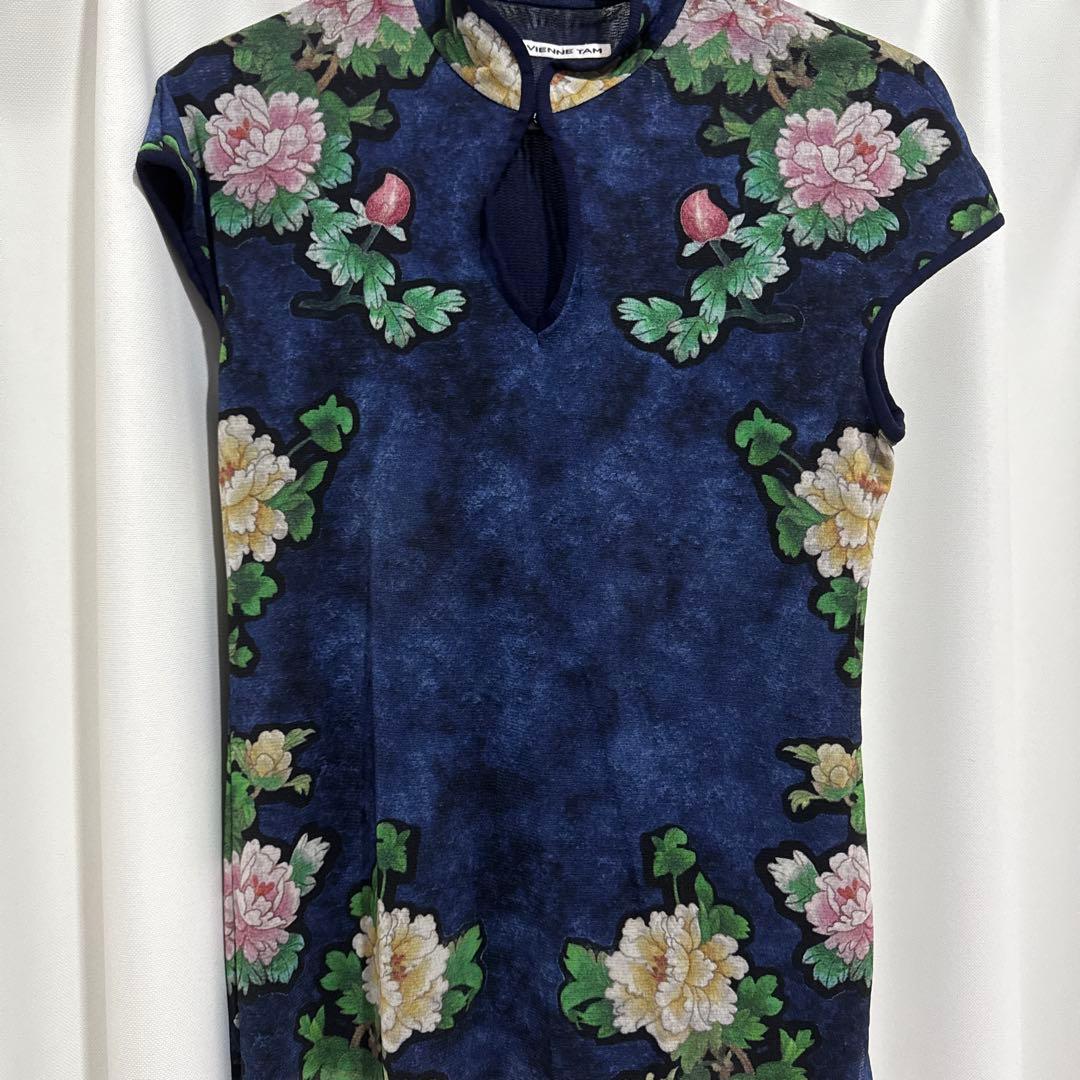 VIVIENNE TAM 花柄半袖シャツ ネイビー サイズ0