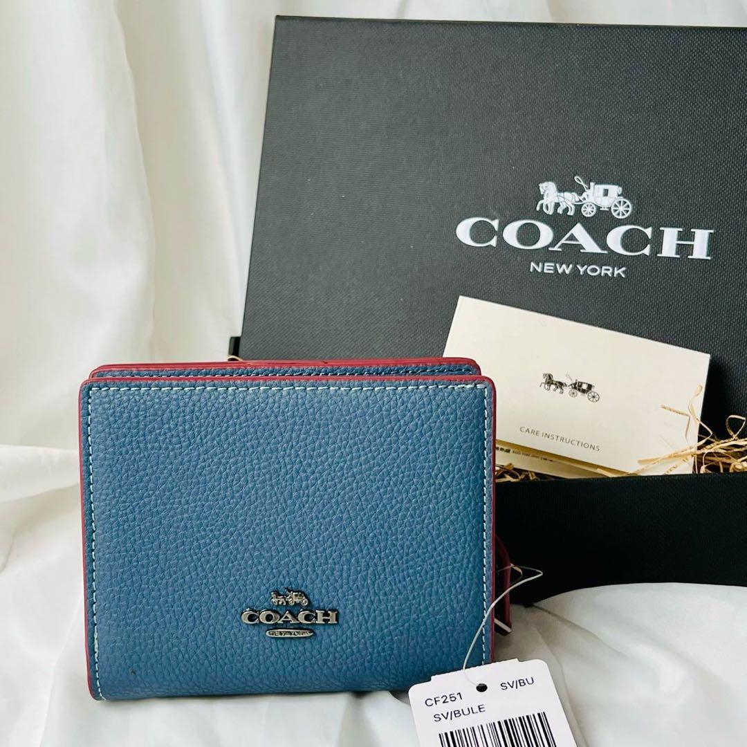 COACHコーチ× SNOOPY 二つ折り財布ブルー レザー スヌーピー 正規品