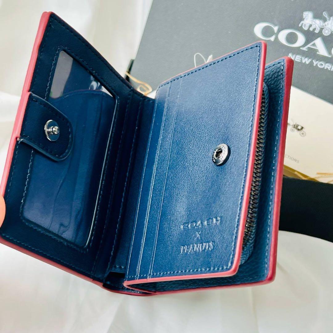COACHコーチ× SNOOPY 二つ折り財布ブルー レザー スヌーピー 正規品