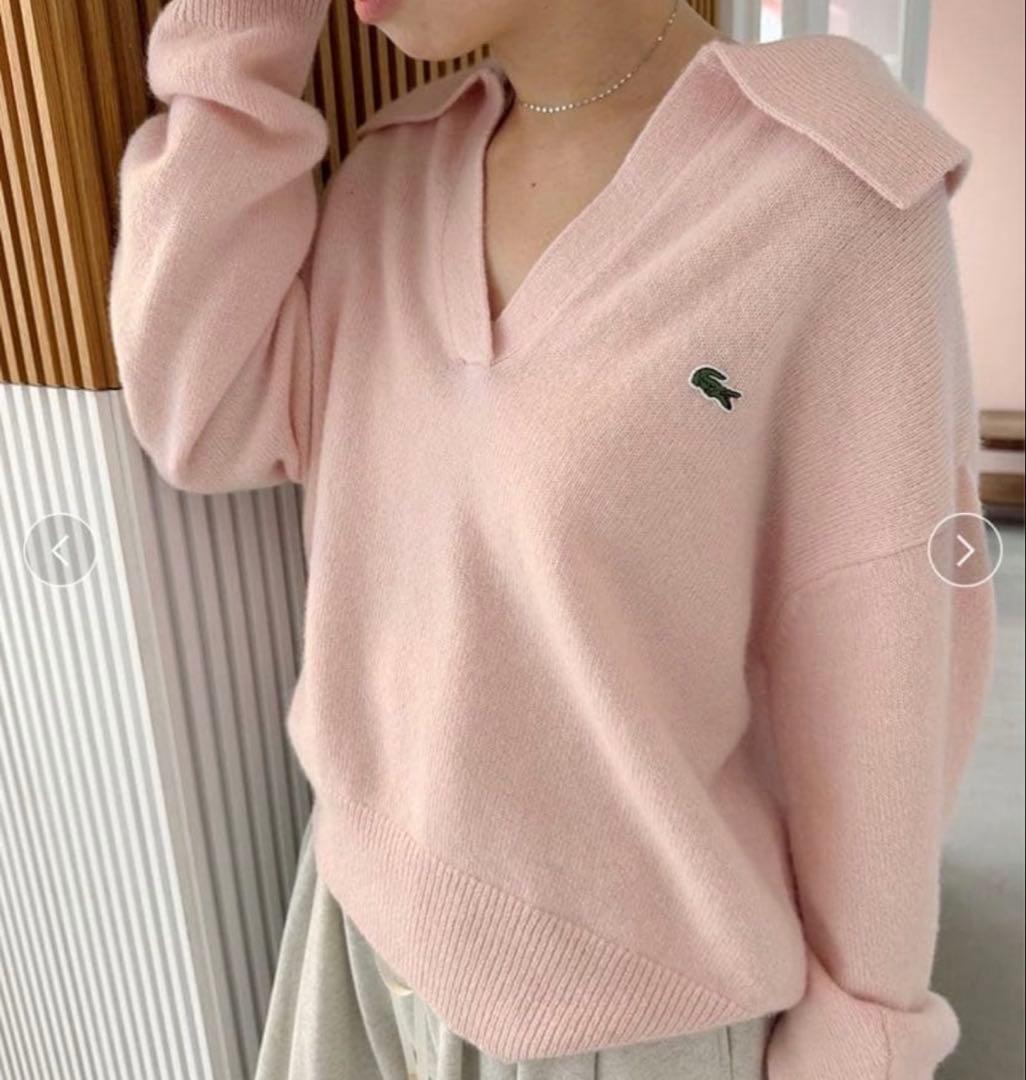 【美品】SNIDEL LACOSTE スキッパーニットプルオーバー LPNK
