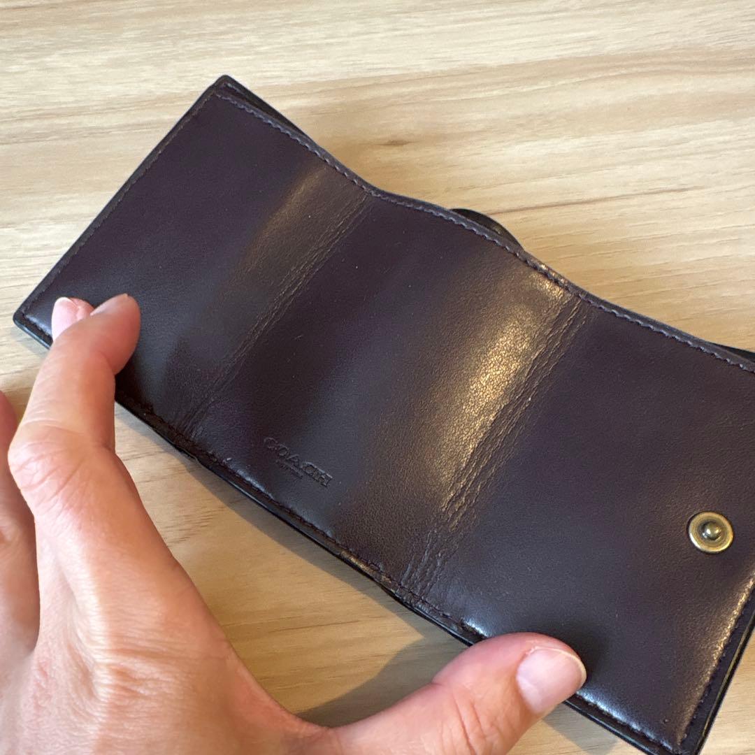 美品　coach ミニ財布　黒　三つ折り財布　ミニ財布