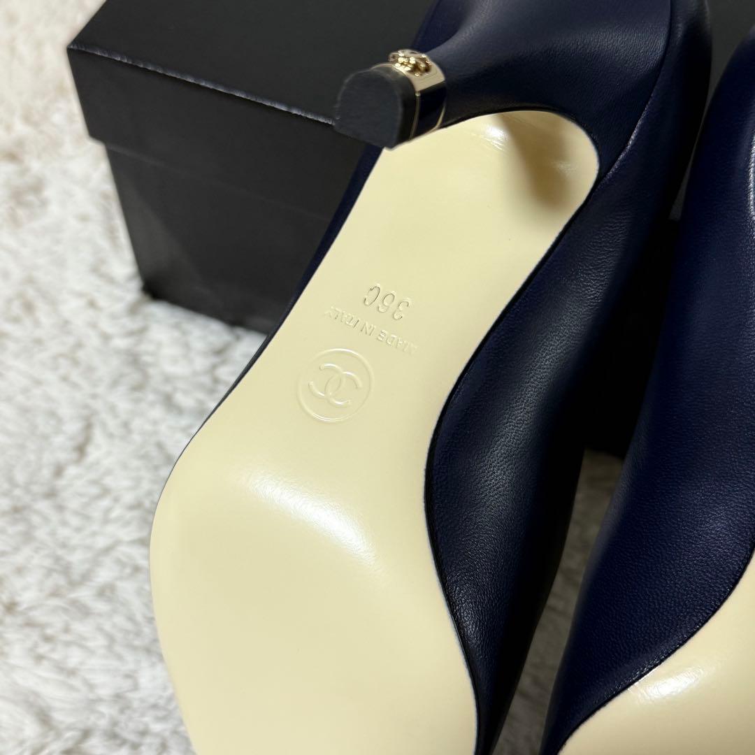 ⭐️新品未使用⭐️　CHANEL　シャネル　パンプス　ハイヒール　ネイビー　レザー